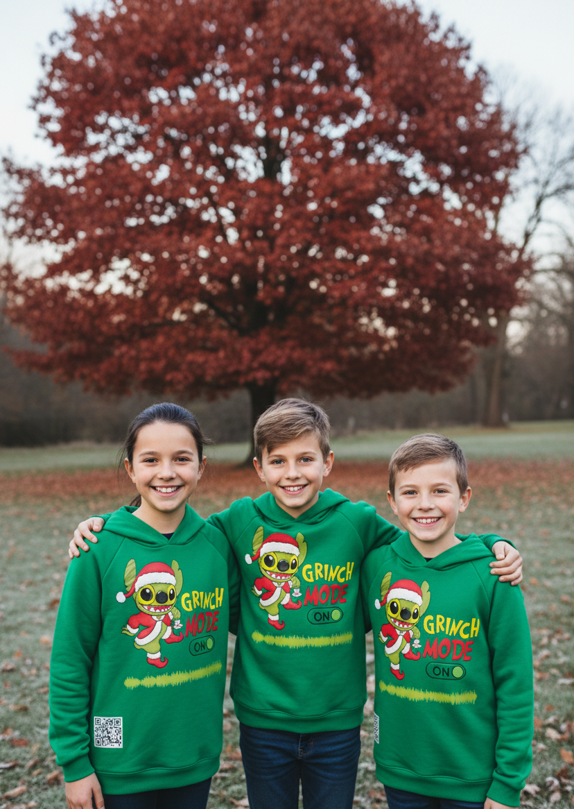Hanorac GRINCH MODE Interactiv – Ediție Unică în România, cu QR Music Code