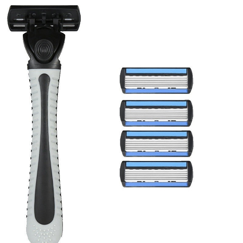 Aparat de Ras Manual, Flippy, din Otel Inoxidabil, Suport Lama + 4 Capete de Schimb Incluse, Cutie pentru Lame, Negru