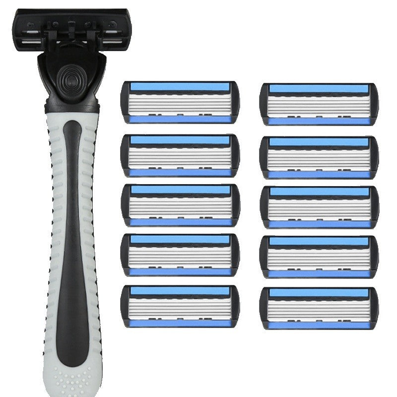 Aparat de Ras Manual, Flippy, din Otel Inoxidabil, Suport Lama + 10 Capete de Schimb Incluse, Cutie pentru Lame, Negru