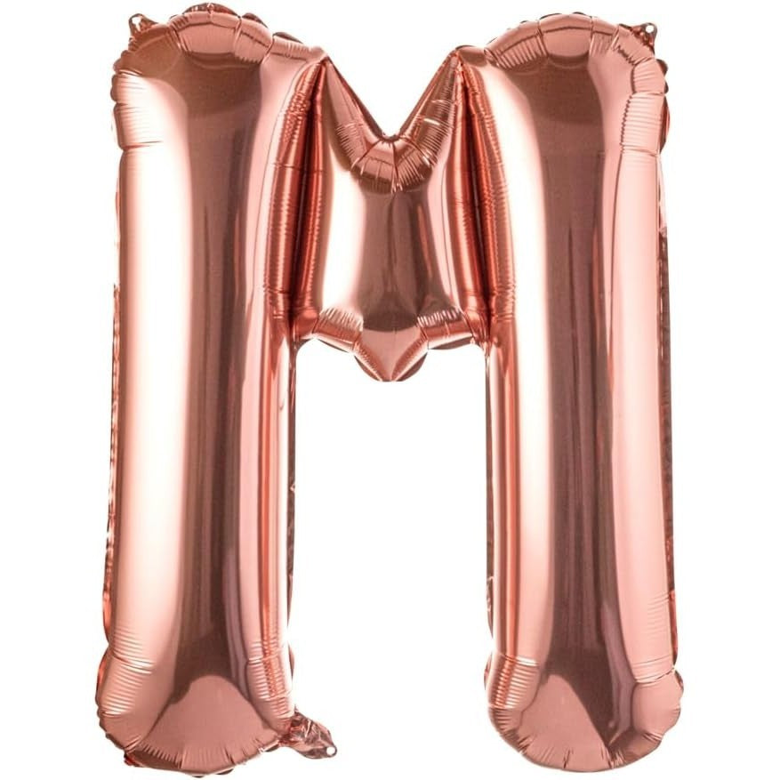 Balon Folie Metalizata Litera M, Flippy, 100 cm, Umflati cu Heliu sau Aer, Ambalaj Individual, Pai inclus, Rose Gold