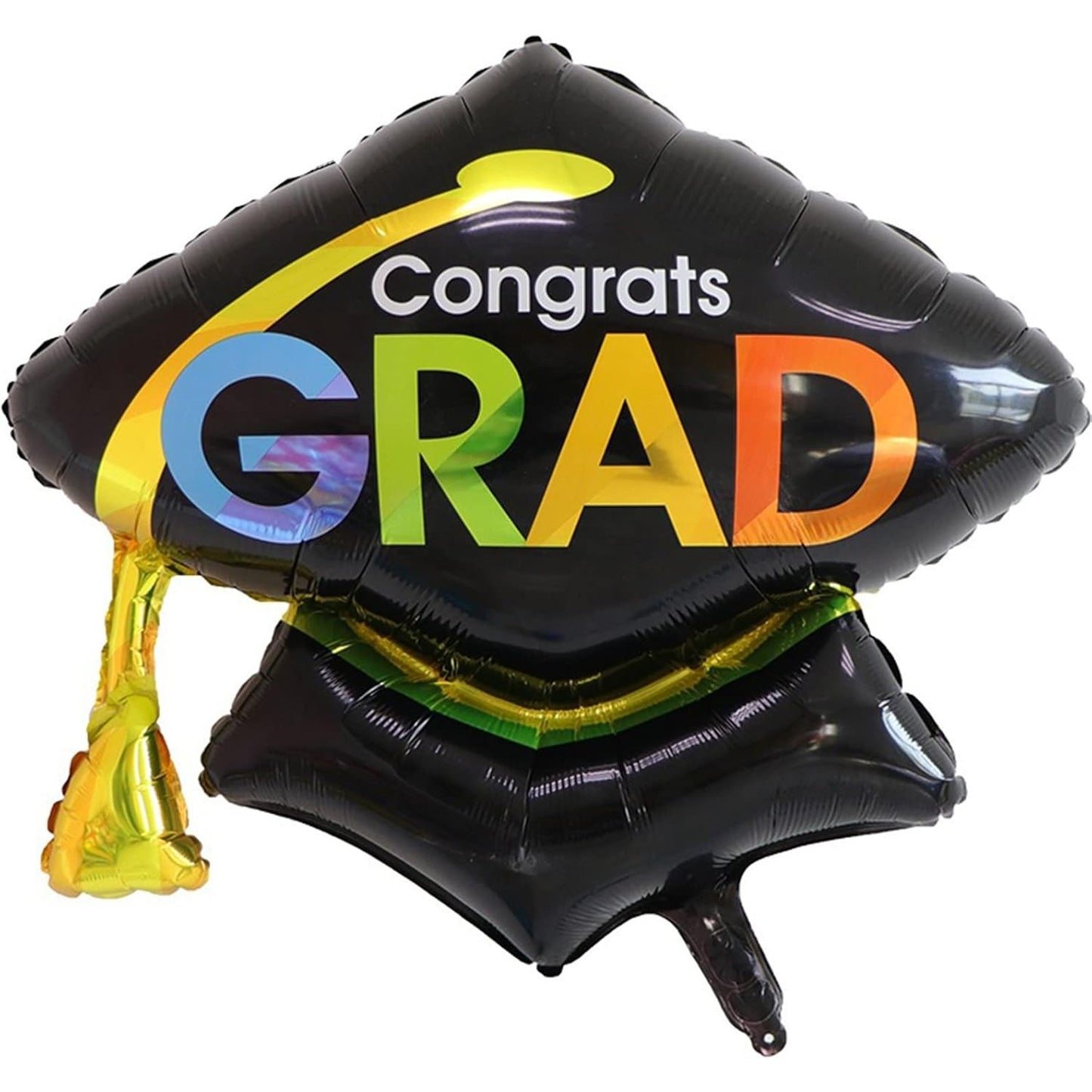Balon din Folie Metalizata, Flippy, Figurina, Model Toca Congrats Grad, Tematica Absolvire, 66x66 cm, Ambalaj Individual, Pai Inclus, Umflare cu Aer sau Heliu, Negru