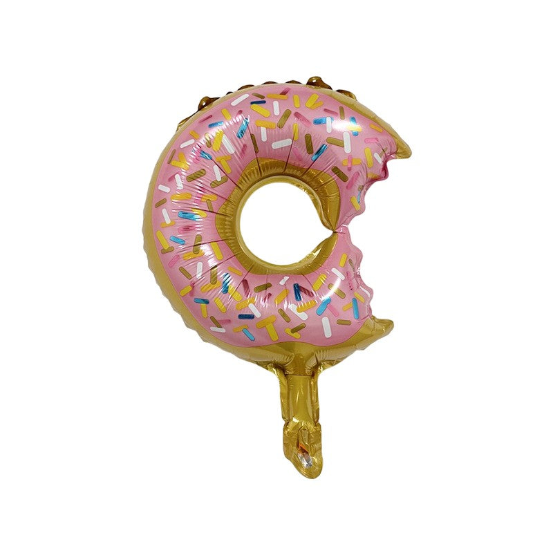 Balon din Folie Metalizata, Flippy, Mini Figurine Dulciuri, Model Gogoasa Muscata, Tematica Aniversare, 45x25 cm, Ambalaj Individual, Pai Inclus, Umflare cu Aer sau Heliu, Multicolor