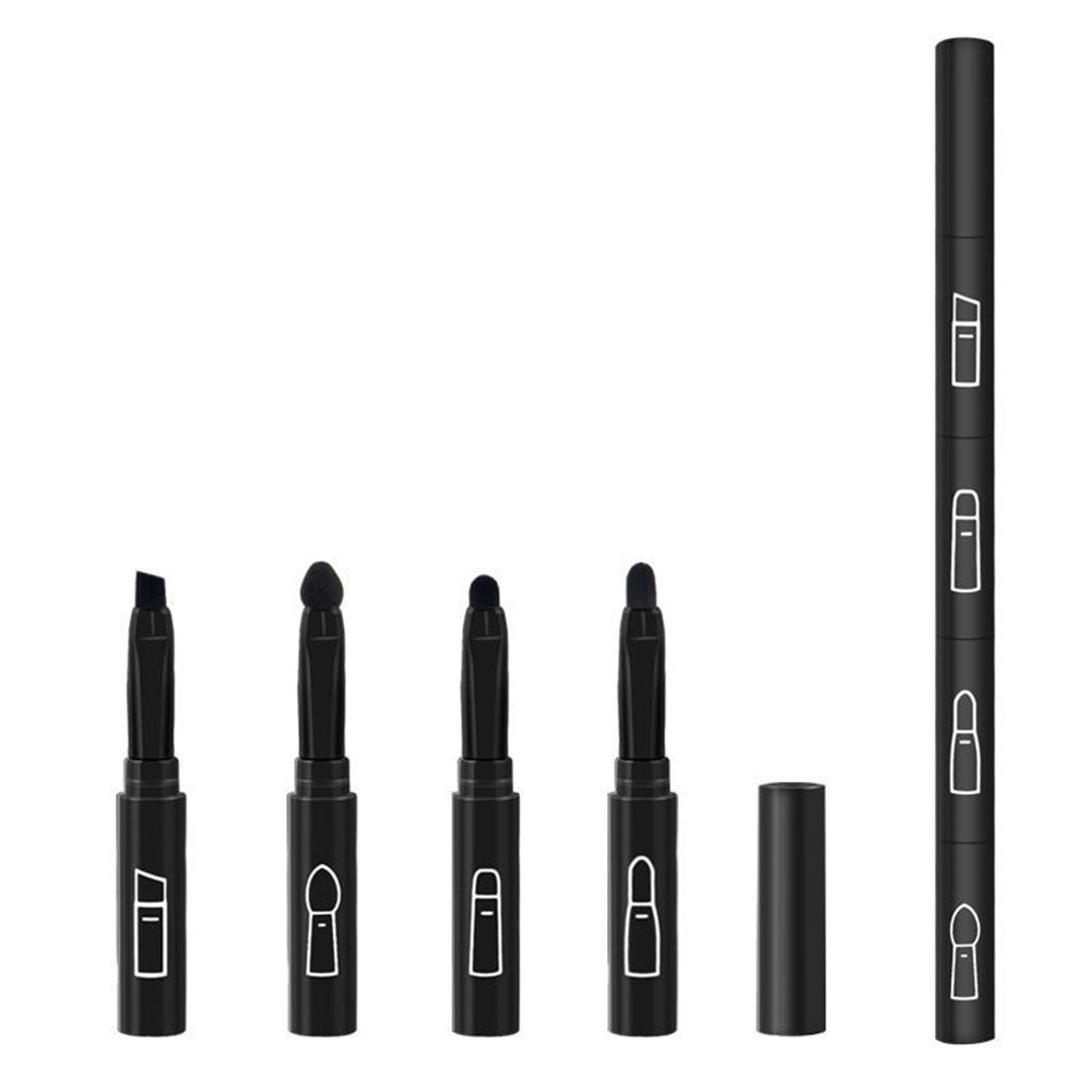 Set Pensule de Machiaj 4in1, Flippy, pentru Fard, Sprancene si Buze, 16 cm, din Plastic, Negru