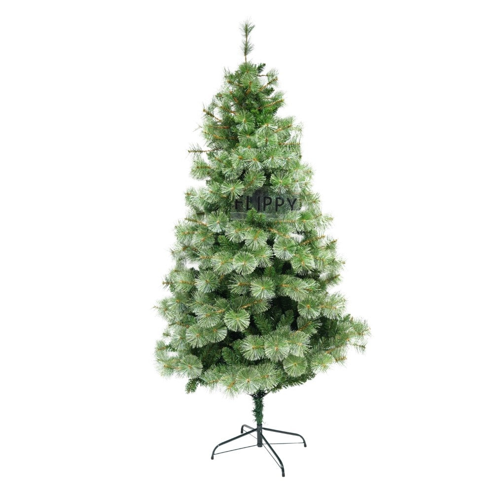 Brad artificial de Craciun tip pin, Bogat Premium, inaltime 240 cm, 1420 ramuri, Flippy, verde, suport metalic inclus
