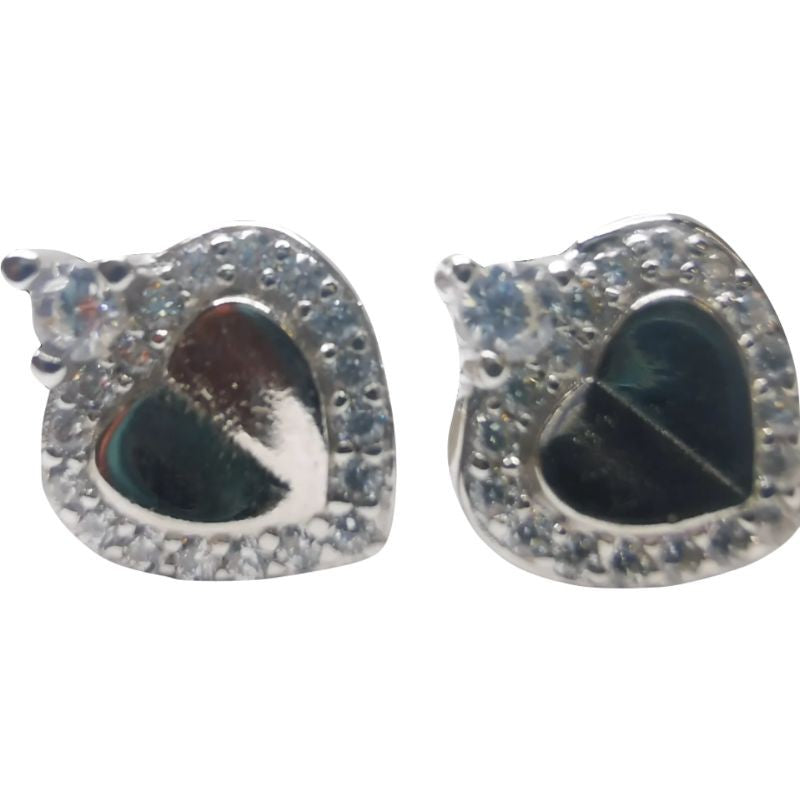 Cercei Argint 925 Inimioara cu o Piatra si Minizirconii