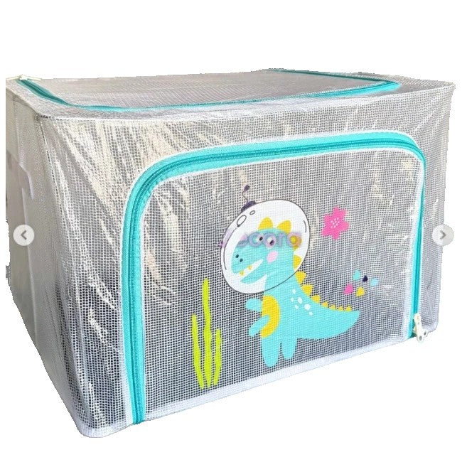 Cutie de Depozitare, Flippy, pentru Camera Copiilor, 100L, din PVC, Model Dinozaur, 60 x 42 x 40 cm, Transparent
