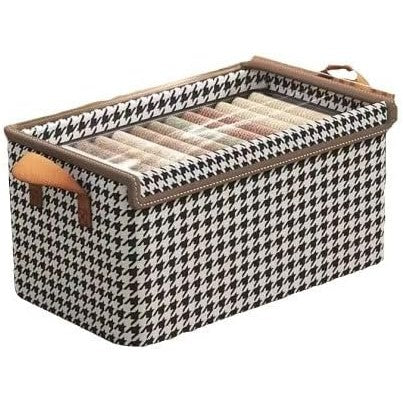 Cutie Depozitare, Flippy, Capac Transparent, Model In Carouri, Model Mare, Maro