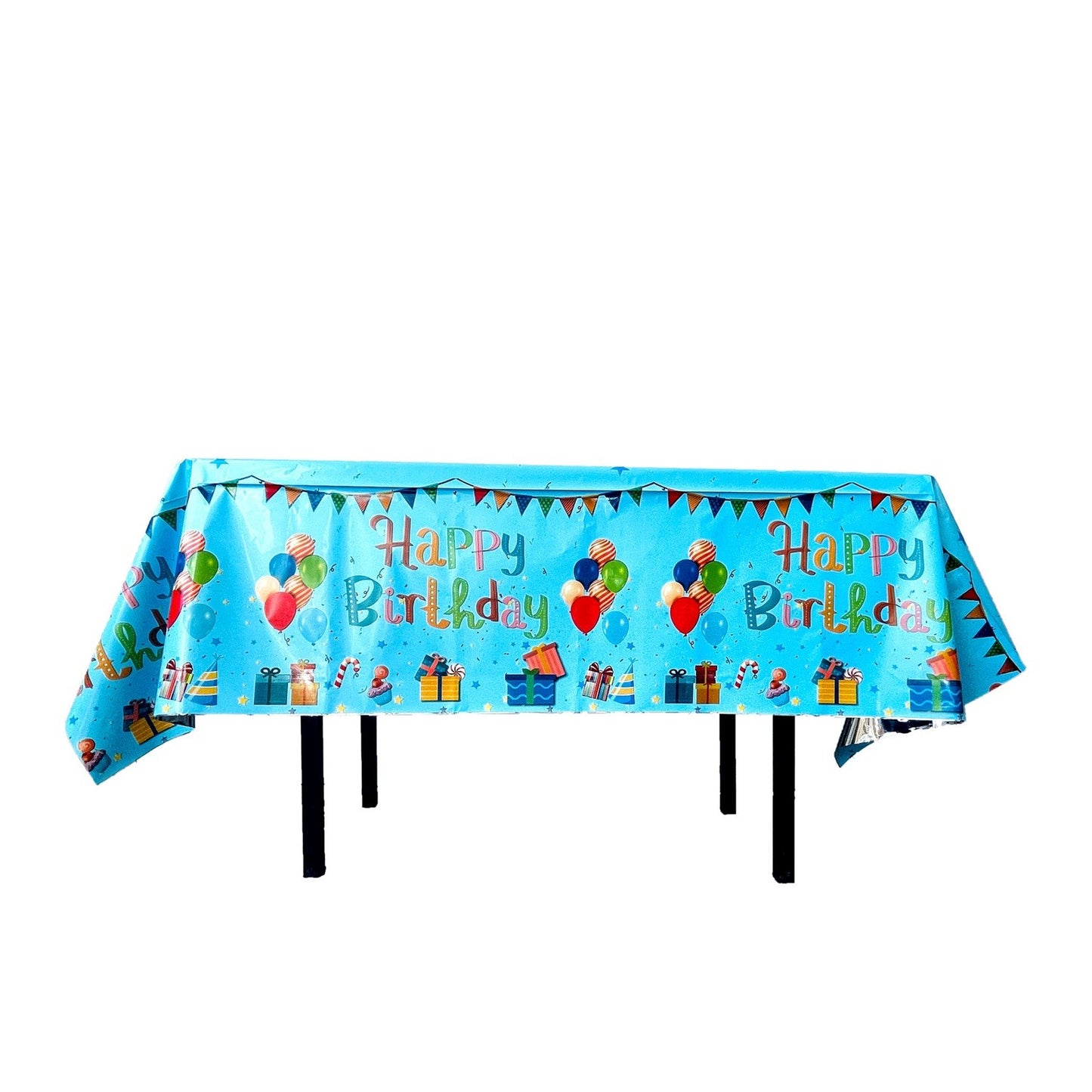 Fata de Masa, Flippy, din Folie, Imprimeu Happy Birthday cu Baloane, 137 x 274 cm, Albastru