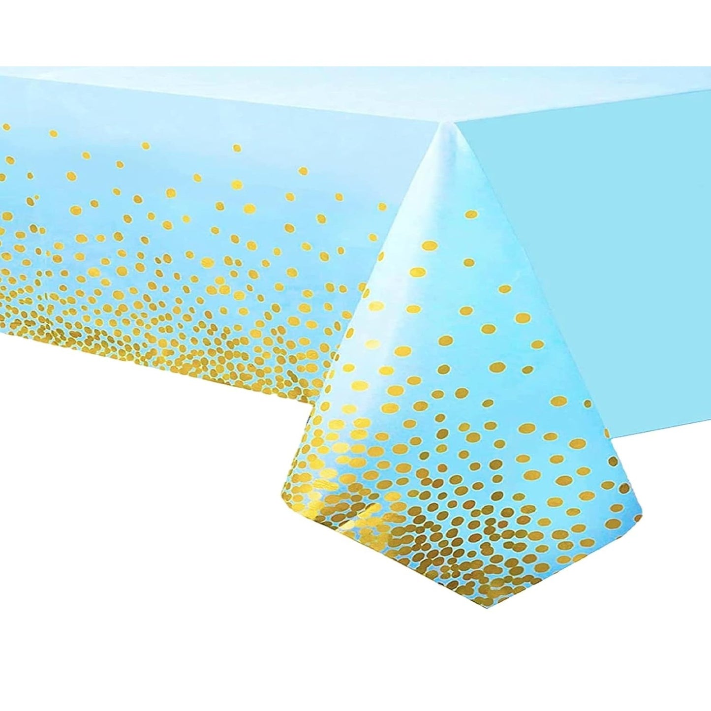 Fata de Masa, Flippy, din PEVA, Imprimeu Buline Aurii, 137 x 274 cm, Impermeabila, Fara Pete, Curatare Rapida, Albastru