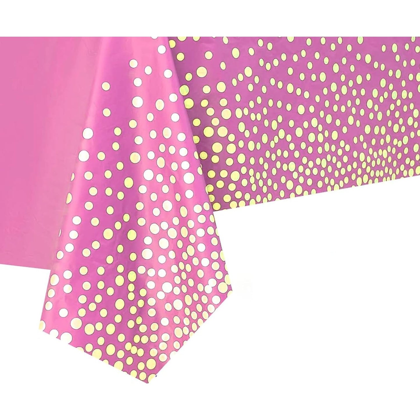 Fata de Masa, Flippy, din PEVA, Imprimeu Buline Aurii, 137 x 274 cm, Impermeabila, Fara Pete, Curatare Rapida, Roz