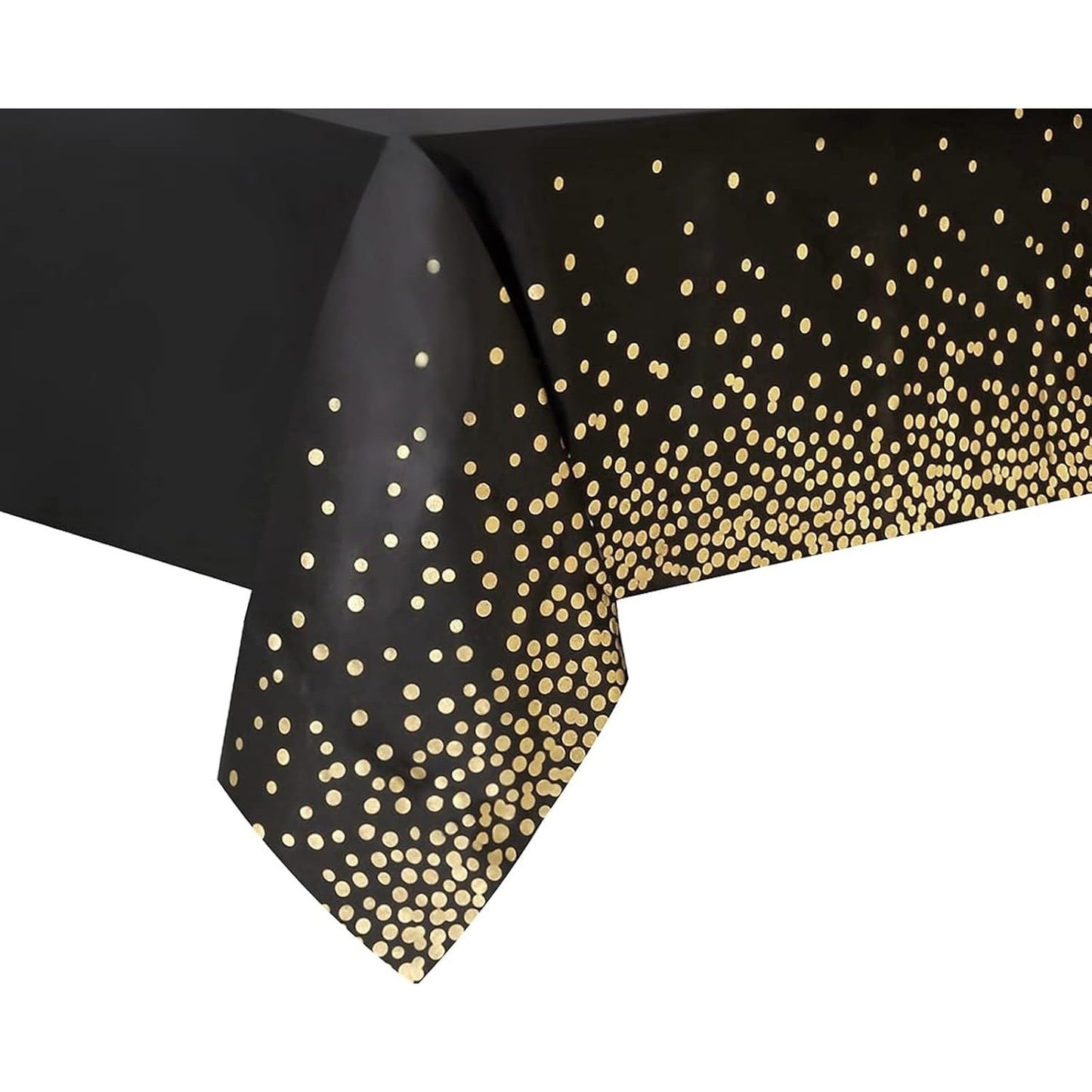 Fata de Masa, Flippy, din PEVA, Imprimeu Buline Aurii, 137 x 274 cm, Impermeabila, Fara Pete, Curatare Rapida, Negru