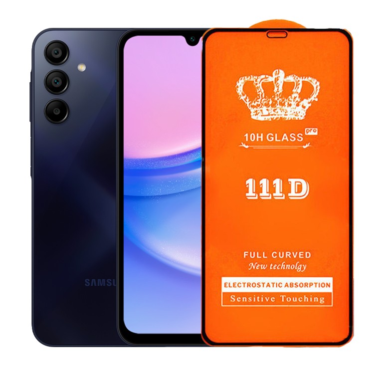 Folie Securizata pentru Samsung A15 4G, Flippy, Sticla de Protectie Compatibila cu Samsung A15 4G, Full Cover 111D, 10H GLASS, Margini Negre, Transparenta