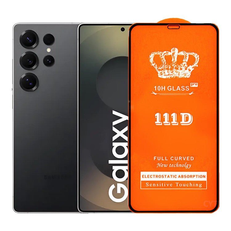 Folie Securizata pentru Samsung Galaxy S25 Ultra, Flippy, Sticla de Protectie Compatibila cu Samsung Galaxy S25 Ultra, Full Cover 111D, 10H GLASS, Margini Negre, Transparenta