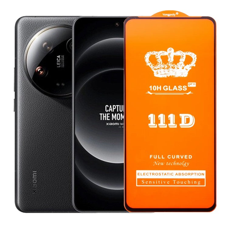 Folie Sticla Securizata pentru Xiaomi 14 Ultra, Flippy, Sticla de Protectie Compatibila cu Xiaomi 14 Ultra, Full Cover 111D, HD, Margini Negre, Transparenta