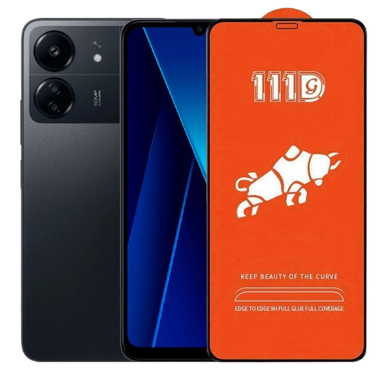 Folie Sticla Securizata pentru Xiaomi Mi Poco C65, Flippy, Sticla de Protectie Compatibila cu Xiaomi Mi Poco C65, Full Cover 111D, HD, Margini Negre, Transparenta