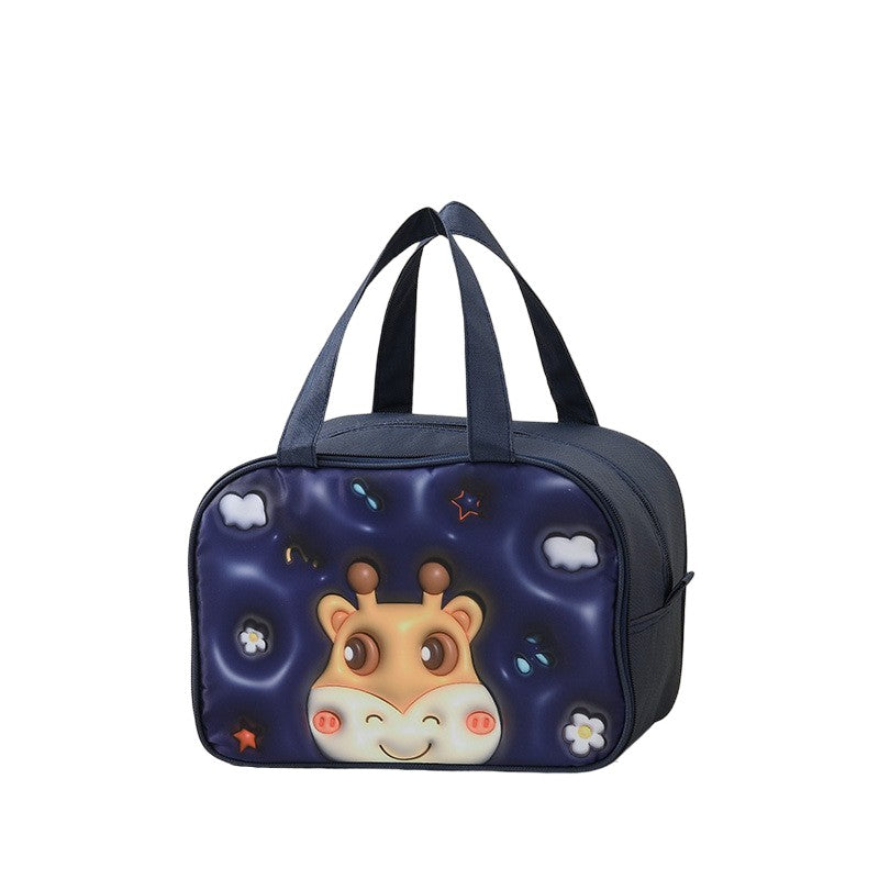 Geantă Frigorifică, Flippy, cu Desene Animat 3D, Portabilă pentru Copii, de Prânz, din Pânză Oxford, 27.5x18x20 cm, Model Cerb, Albastru