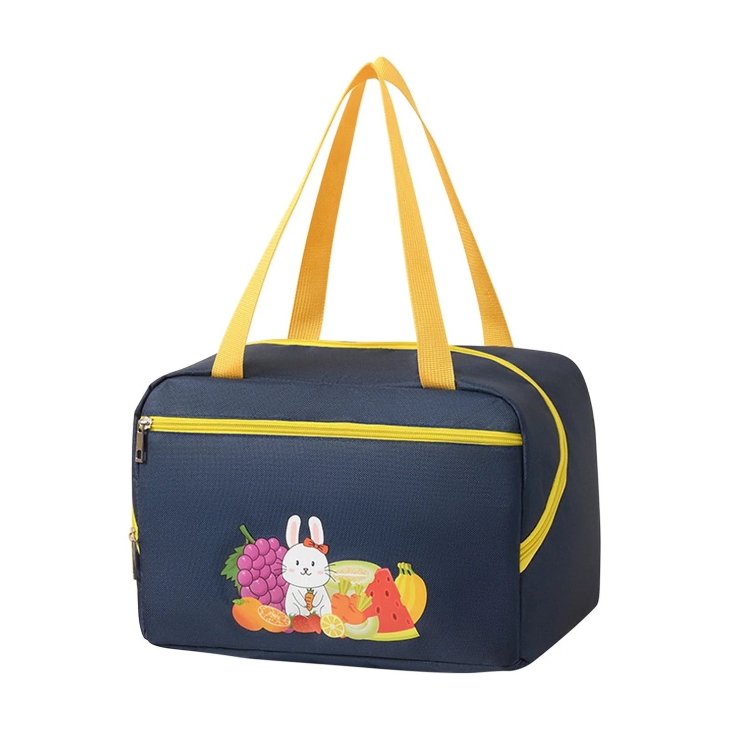 Geanta Termo-Izolanta, Flippy, Compartimente Telefon si Tacamuri, Multifunctionala, Impermeabila, 30x21x20 cm, Design Iepuras, Albastru