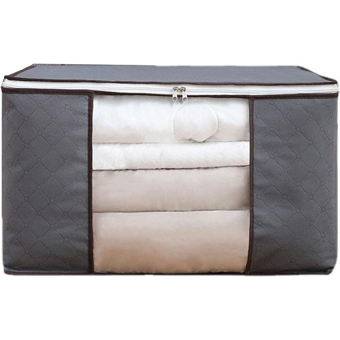 Husa de Depozitare, Flippy, Intrebuintare Multipla, Pliabila, cu Fermoar Bidirectional si Fereastra Laterala Transparenta, Lavabila, 60x40x35 cm, Gri