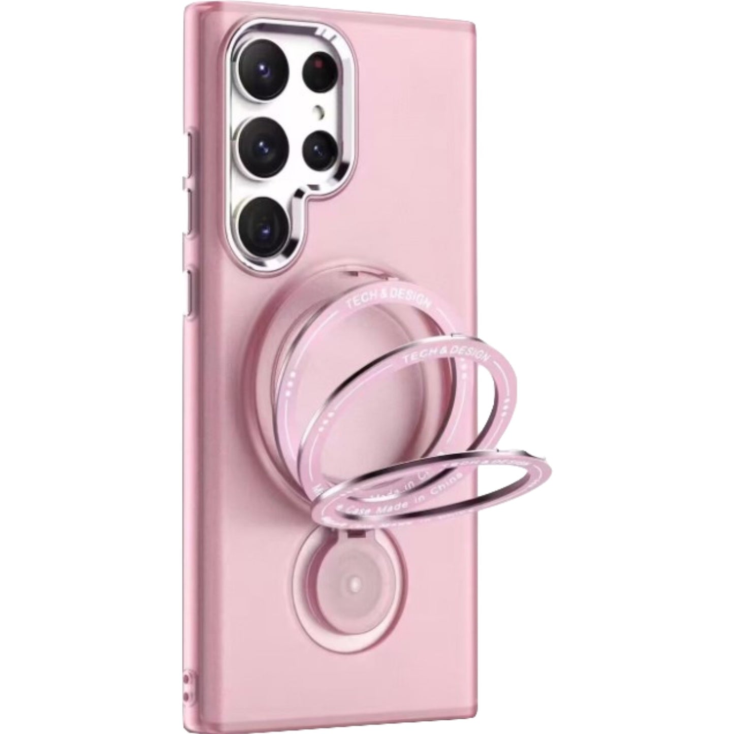 Husa de protectie Flippy, cu incarcare Wireless, Tehnologie Magsafe, TPU, Inel magnetic rotativ cu functie de suport, pentru Samsung Galaxy S23 , Rose Gold