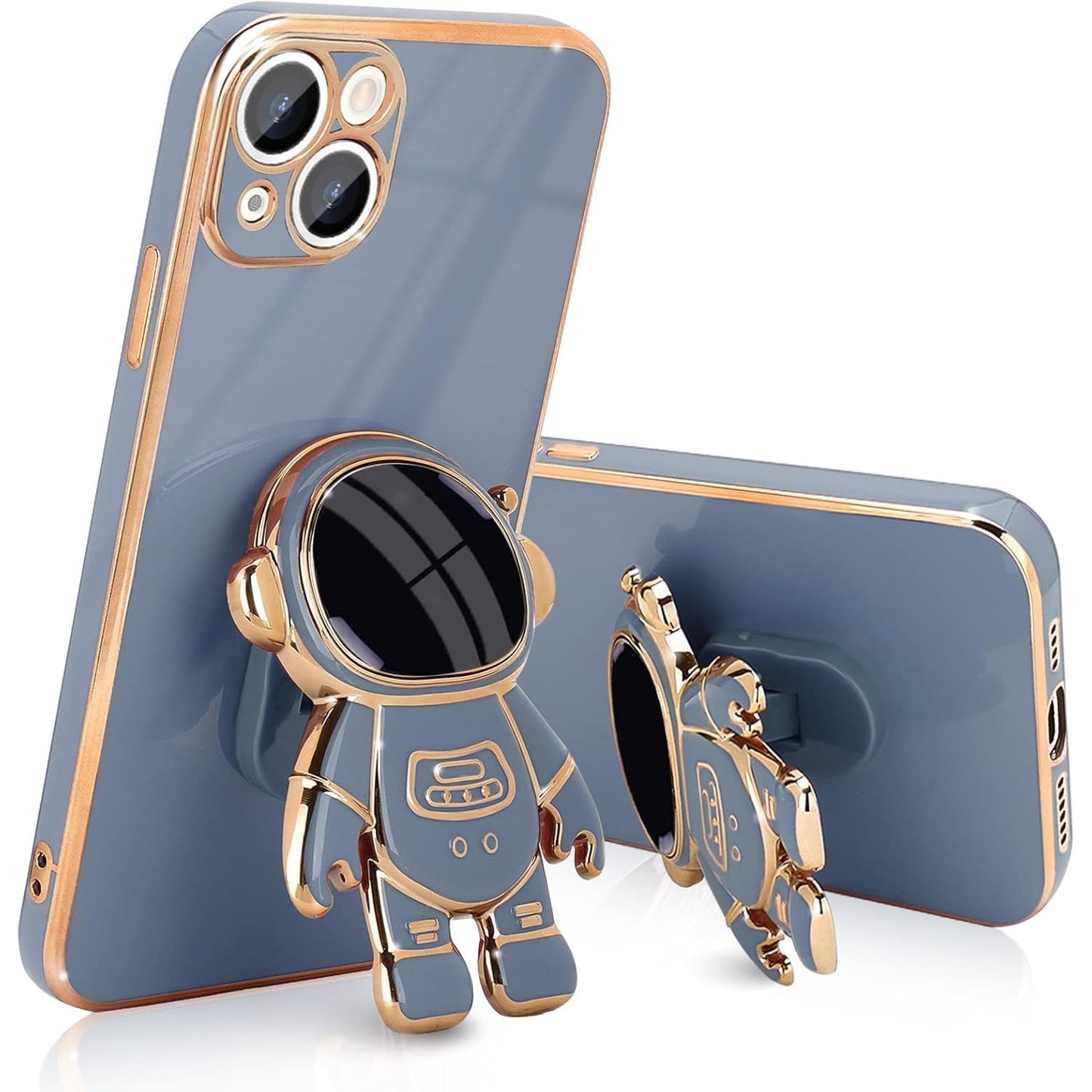 Husa de Protectie TPU 2in1, Flippy, pentru Apple iPhone 14, Astronaut cu Suport, Antisoc, Rezistenta la Impact, Protectie Camera, Albastru