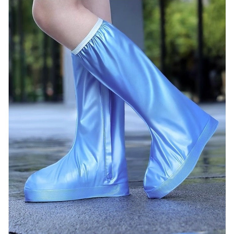 Protectie Incaltaminte pentru Ploaie si Noroi, Flippy, Impermeabila, Talpa Antiderapanta, cu Fermoar si Capsa, Inaltime 40 cm, Marime XL 40-41, Albastru
