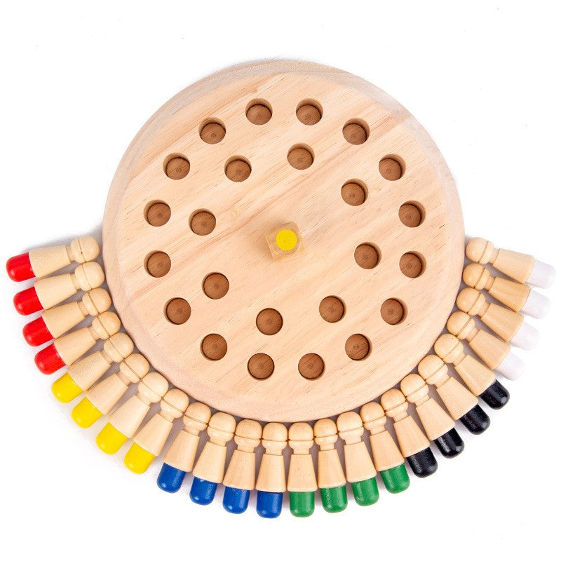 Joc de Memorie, Flippy, pentru Toata Familia, din Lemn, Diametru Tabla de Joc 17 cm, Interactiva, +4 Ani, 6 Culori, Multicolor