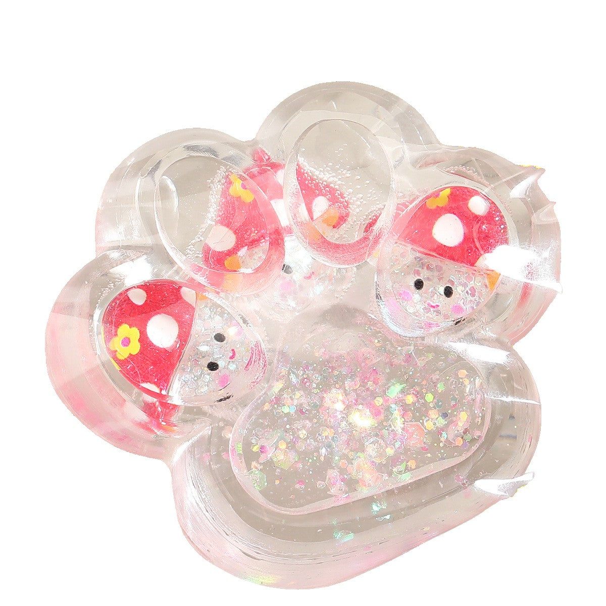 Jucarie Antistres Squishy, Flippy, Labuta de Pisica Pufoasa, cu Revenire Lenta, 7 x 6.5 cm, Model Ciuperca, Multicolor