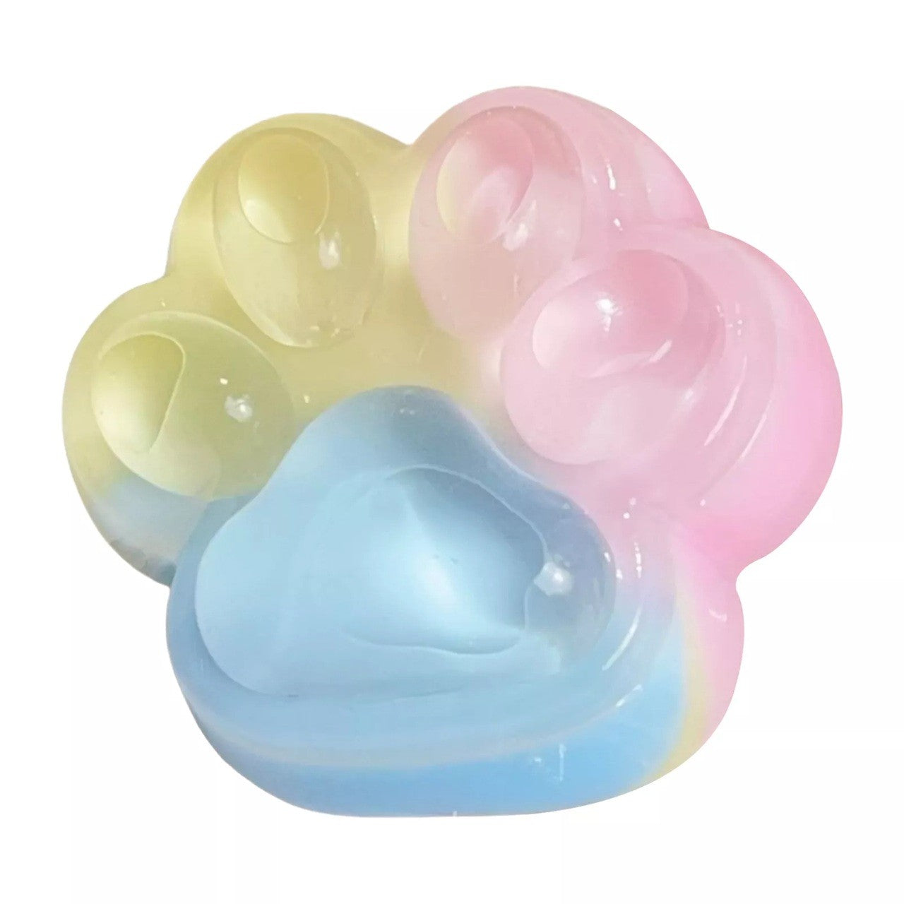 Jucarie Antistres Squishy, Flippy, cu Revenire Lenta, Squeeze Pinch Family, Model Cat Paw, 6.5 x 6 cm, din Tpr, 4-6 Ani, Model Curcubeu, Multicolor cu Insertii