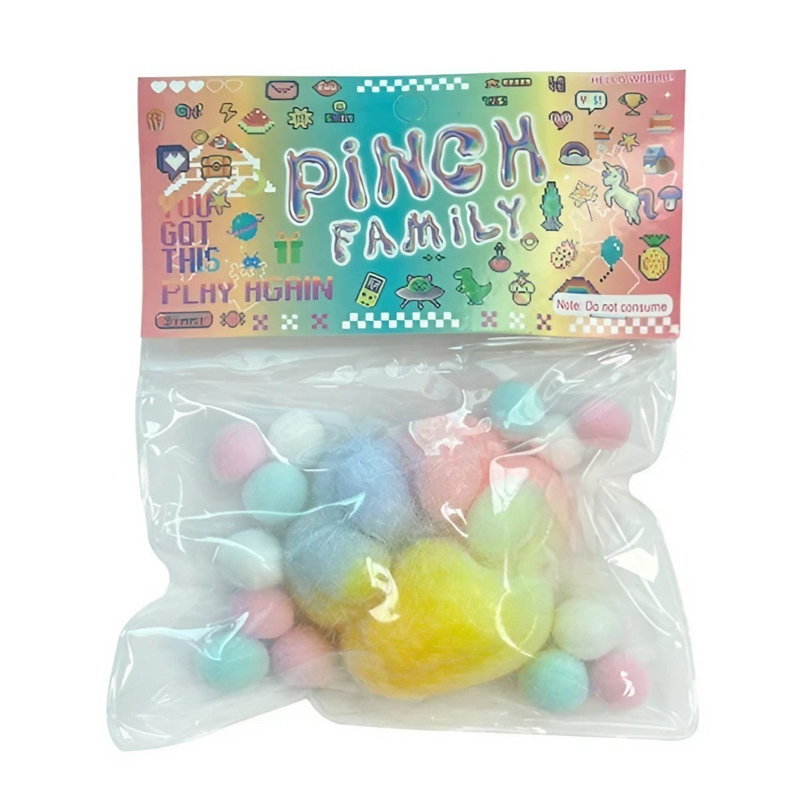 Jucarie Antistres Squishy, Flippy, cu Revenire Lenta, Squeeze Pinch Family, Model Labuta de Pisica Pufoasa, 6x6 cm, 70g, Ambalaj Transparent, Multicolor