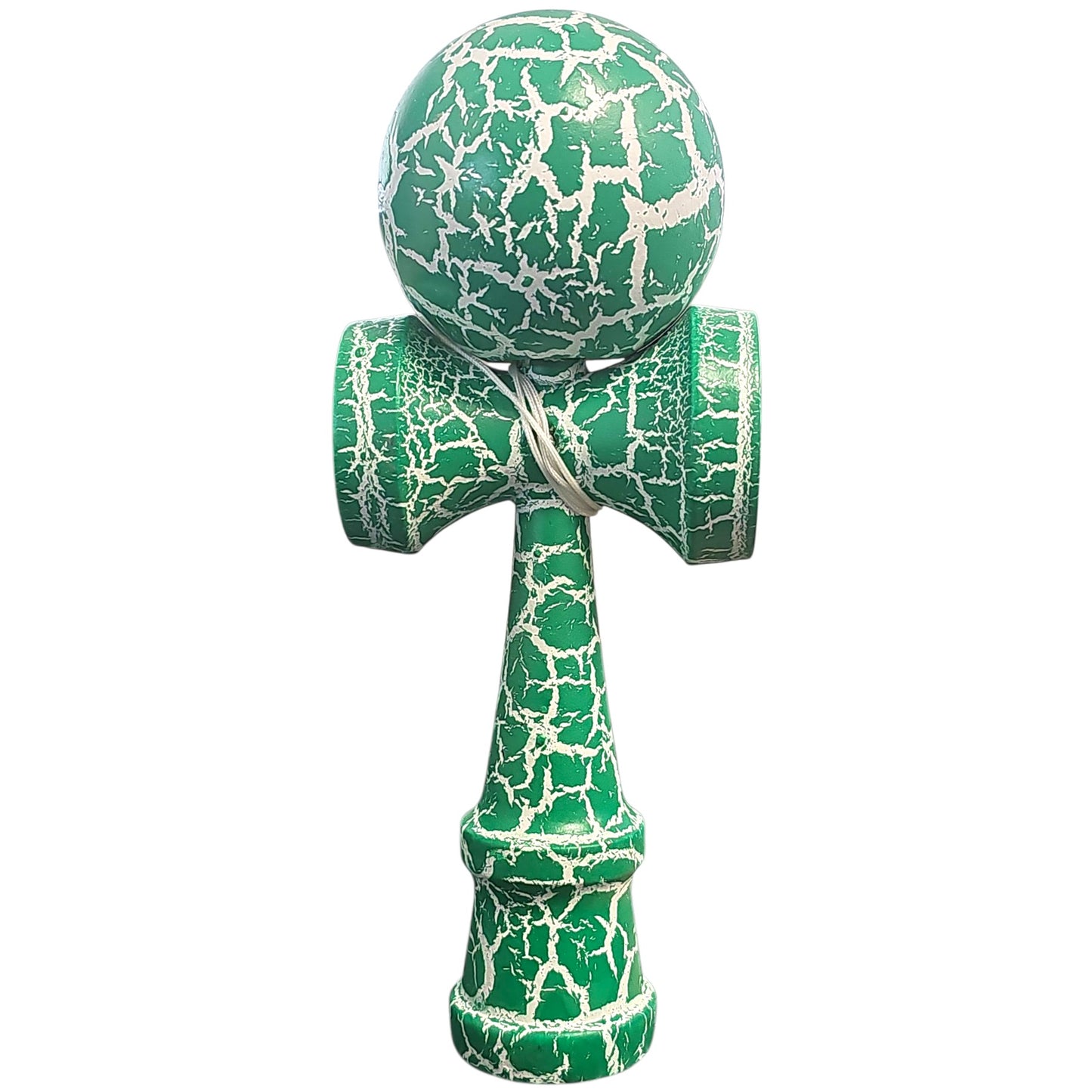 Kendama X Originala, Profesionala, Flippy, Cracked, din Lemn, 18 cm, Verde/Alb