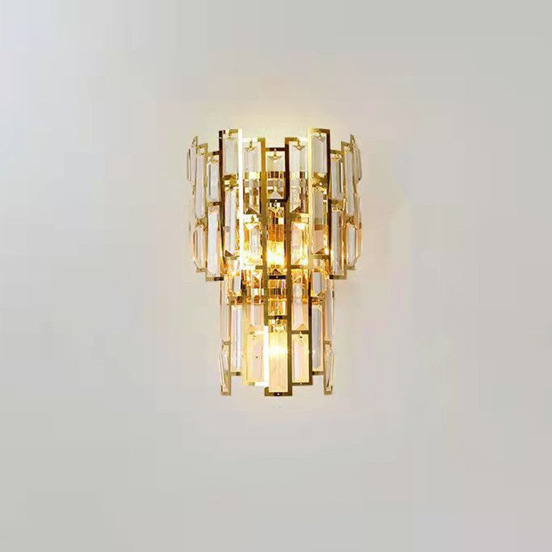 Lampa de Perete in Interior, Flippy, Lampa de Lux pentru Decor de Interior, Corp de Iluminat Tip aplica, din Inox Auriu si Cristal, Lumina Calda Rece Neutra, 39x24 cm, Ideal pentru Camere Mici si Medii, Auriu