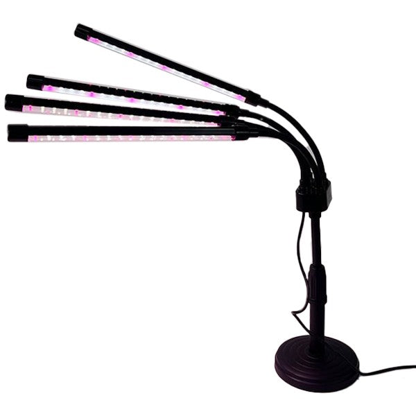 Lampa UV pentru cresterea plantelor, Flippy, conectare la retea, 20W, 4 capete, 72 LED-uri, ajustabila pana la 66.5 cm, Lumina Alb Mov