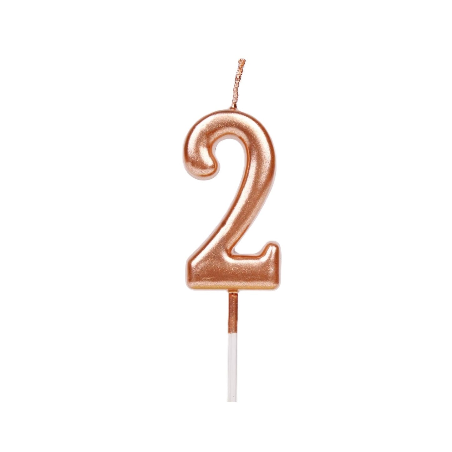 Lumanare de Tort, Flippy, Model Cifra 2, Party, 4.5 x 2.5 cm, din Parafina, Rose Gold