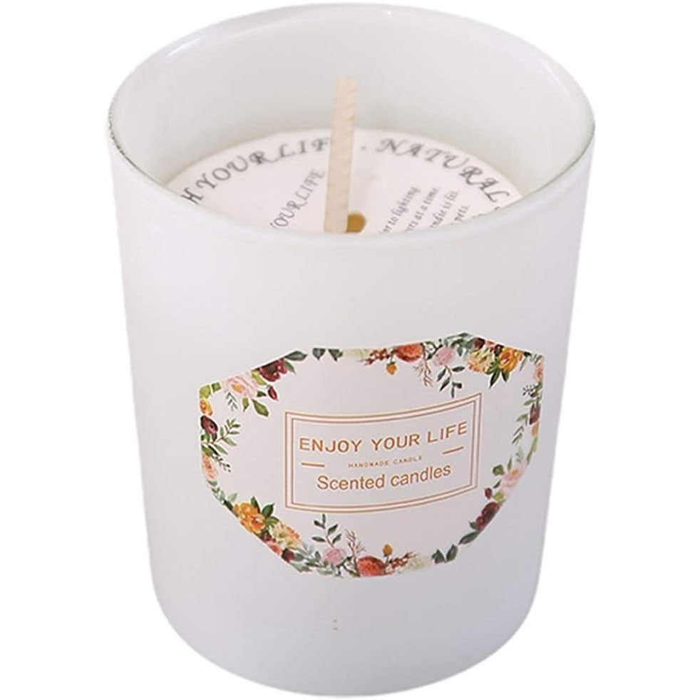 Lumanare Parfumata, Flippy, Model Pahar Alb Mat, Aroma de Ceai Verde si Floare de Portocal, din Ceara de Soia, 6.2 x 5.2 cm, Alb