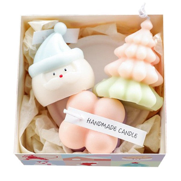 Lumanari Parfumate de Craciun, Flippy, Gift Box Set cu 3 Lumanari Aromaterapie, 11 x 11 x 7.5 cm, Roz Verde