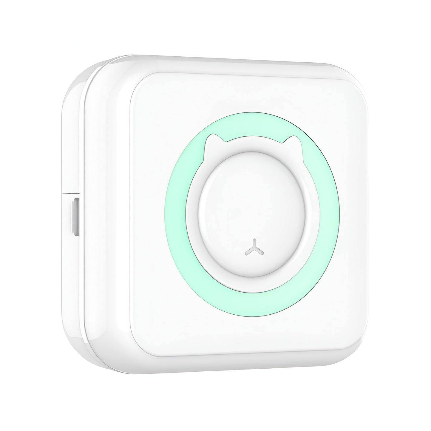 Mini Imprimanta Foto Portabila, Flippy, 5 Role de Hartie Termica, 5 Role Autocolante, 3 Role Colorate, Pixuri, Incarcare USB, Model Pisica, Alb Verde