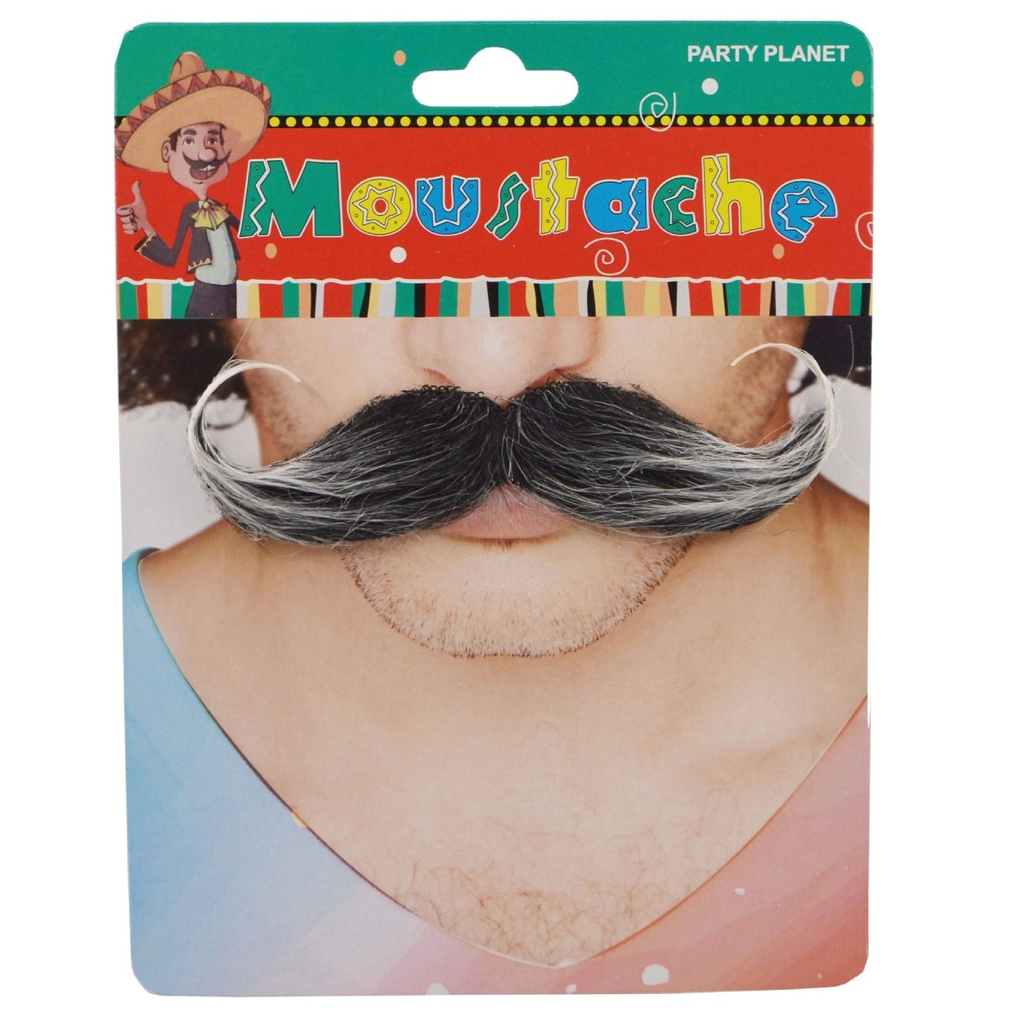 Mustata Falsa pentru Deghizari, Flippy, Petreceri Tematice, din Panza, Autoadeziv, 13 x 4 cm, Model Grizonat 1, Negru/Alb