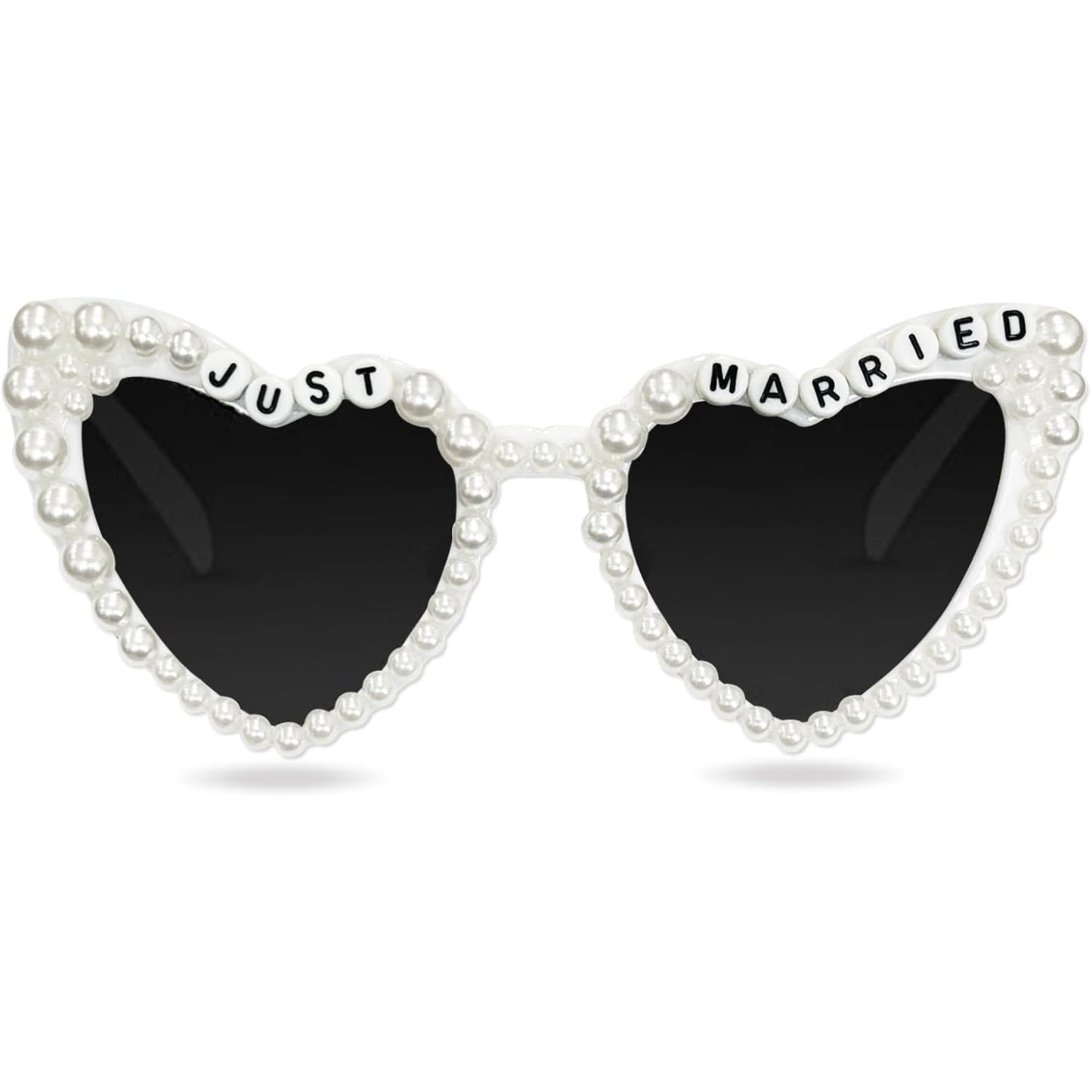 Ochelari Decorativi, Flippy, Model Just Married, cu Perle, pentru Nunta, din PC, 15.3 x 5.7 x 14.5 cm, Alb