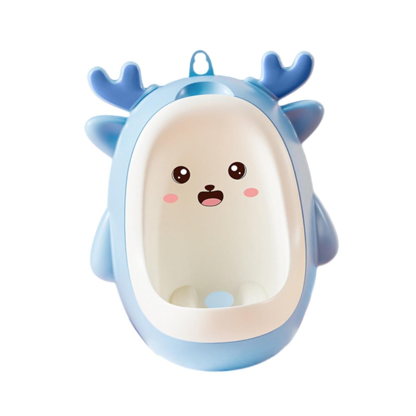 Pisoar pentru Baieti, Flippy, 0-8 Ani, in Forma de Cerb, Perie Inclusa, Montare pe Perete, Carlig Autoadeziv Inclus, 29.8 x 23.8 cm, Albastru