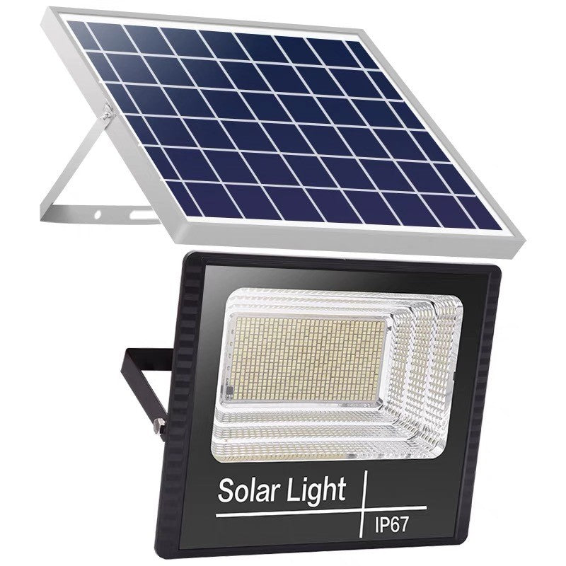 Proiector LED/Lampa solara de exterior Flippy, 22 cm x 27 cm, Rezistent la Apa IP67, cu Panou Solar, 281 LED SMD, 100W, Senzor de lumina, Timer, cu Telecomanda, 2 moduri de iluminat, kit montaj inclus, Lumina Rece