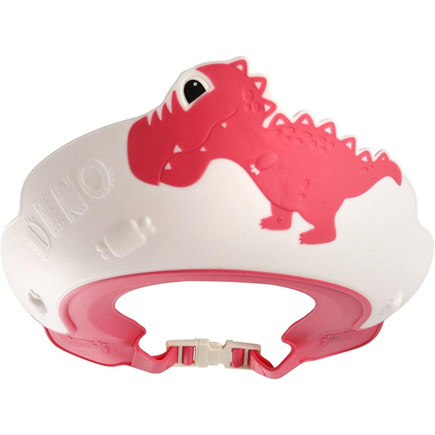 Viziera de Protectie Baie Pentru Copii, Fippy, Model Dinozaur, Dimensiune ajustabila, Durabil, Usor de curatat, Impotriva Samponului, pentru Ochi si Urechi, TPE+PP, 22x21 cm, Rosu