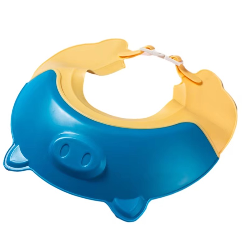 Viziera de Protectie Baie Pentru Copii, Fippy, Model Purcelus, Dimensiune ajustabila, Durabil, Usor de curatat, Impotriva Samponului, pentru Ochi si Urechi, TPE+PP, 23x23 cm, Albastru