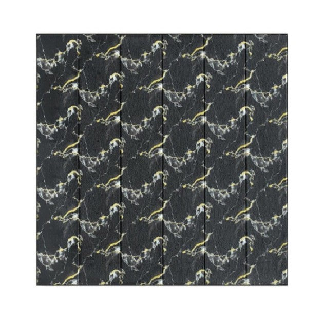 Set 10 Placi Tapet 3D, Flippy, 70 x 70 cm, Grosime 3 mm, din Rasina, Tip Placi de Lemn, Suprafata Acoperita 4.9 mp, Negru