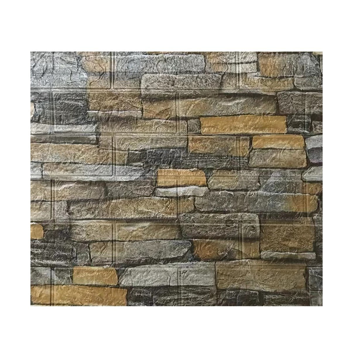 Set 10 Placi de Tapet, Flippy, Autoadezive, 70 x 77 cm, 2.5 mm Grosime, Suprafata Acoperita 5.3 mp, din PVC, Model Caramida, Galben