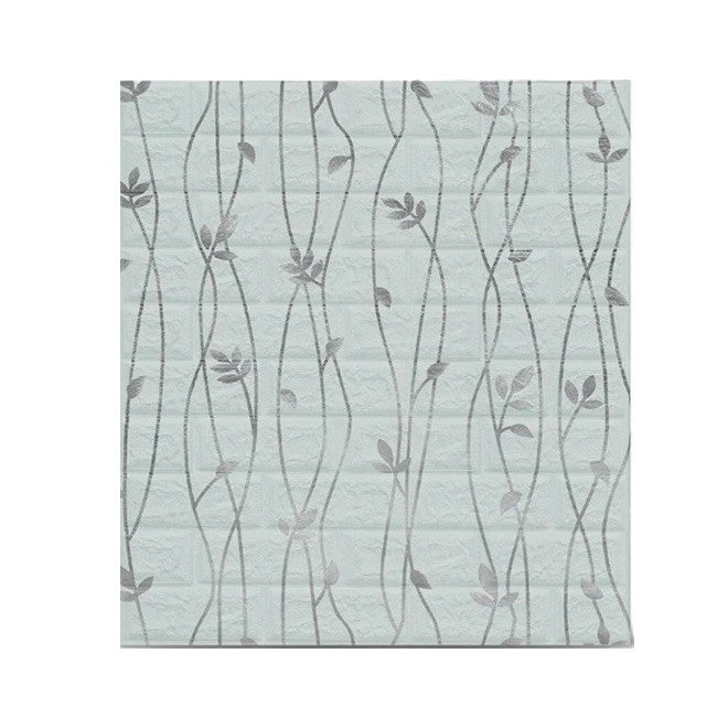 Set 10 Placi de Tapet, Flippy, Autoadezive, 70 x 77 cm, Suprafata Acoperita 5.3 mp, din PVC, Model Frunze Argintii, Gri