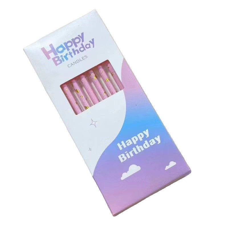 Set 6 Lumanari Lungi, Flippy, din Parafina, 10 x 0.5 cm, Happy Birthday, Roz