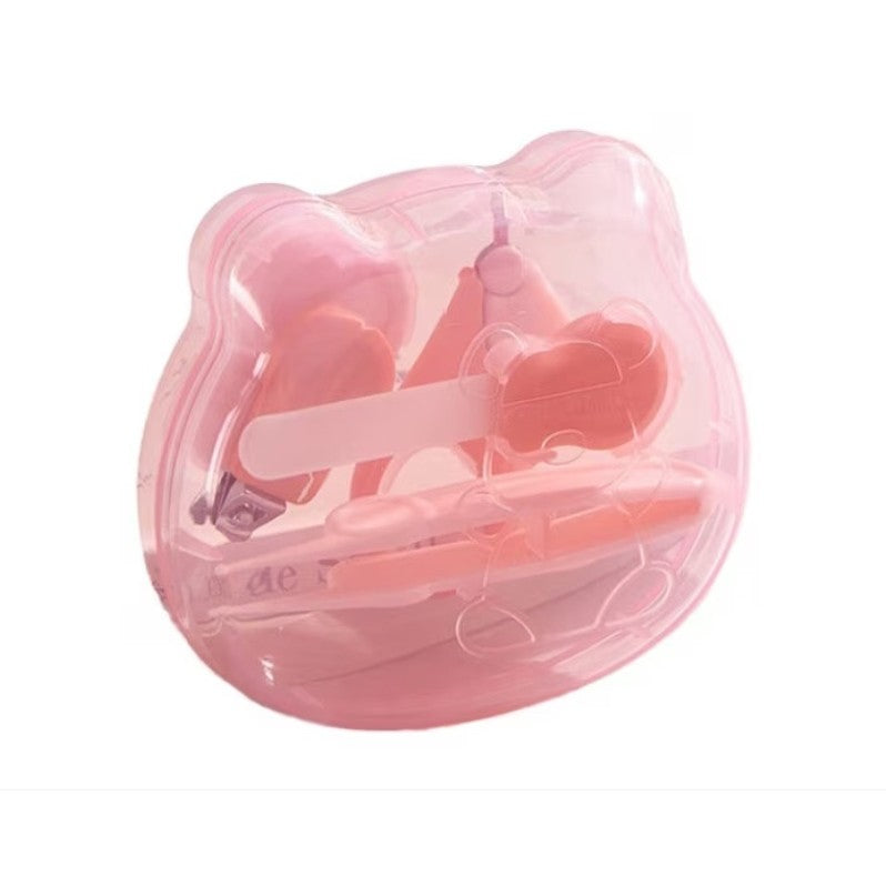 Set Ingrijire Unghii pentru Bebelusi, Flippy, Cutie de Depozitare in Forma de Ursulet, 10 x 9.5 cm, Roz