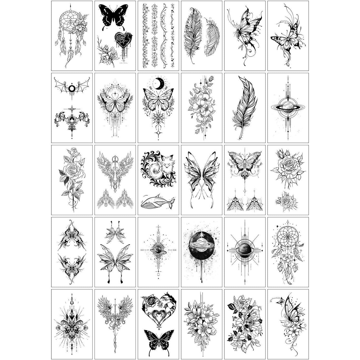 Set 30 Tatuaje Temporare, Flippy, pe Baza de Apa, Model 1, Negru