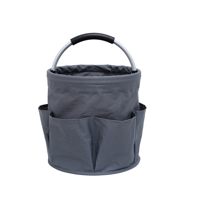 Geanta Cos pentru Scule de 17L, Flippy, Buzunare Exterioare, Cos de Picnic Portabil, Cos pentru Plaja, Cos pentru Curatenie, din Material Oxford 600 D, 28 x 28 x 28 cm Gri inchis