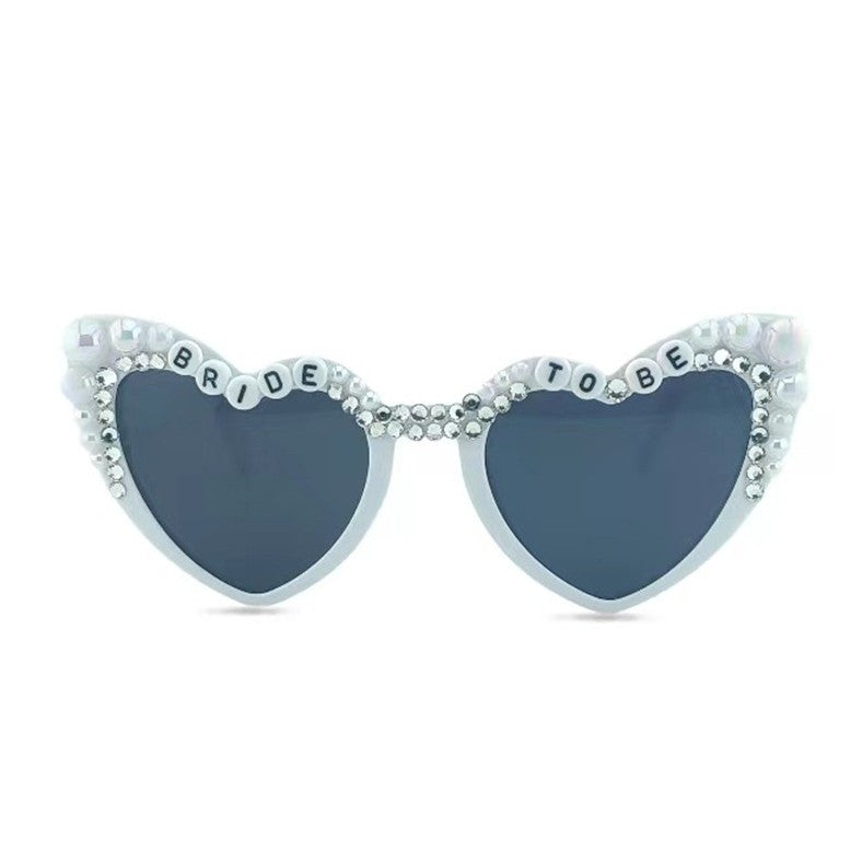 Ochelari Decorativi, Flippy, Model Bride to Be, cu Perle, pentru Nunta, din PC, 15.3 x 5.7 x 14.5 cm, Alb